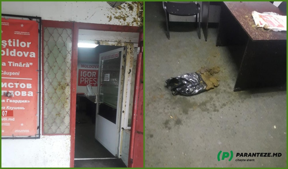 FOTO // Sediul Partidului Socialiștilor din Căușeni a fost murdărit cu excremente